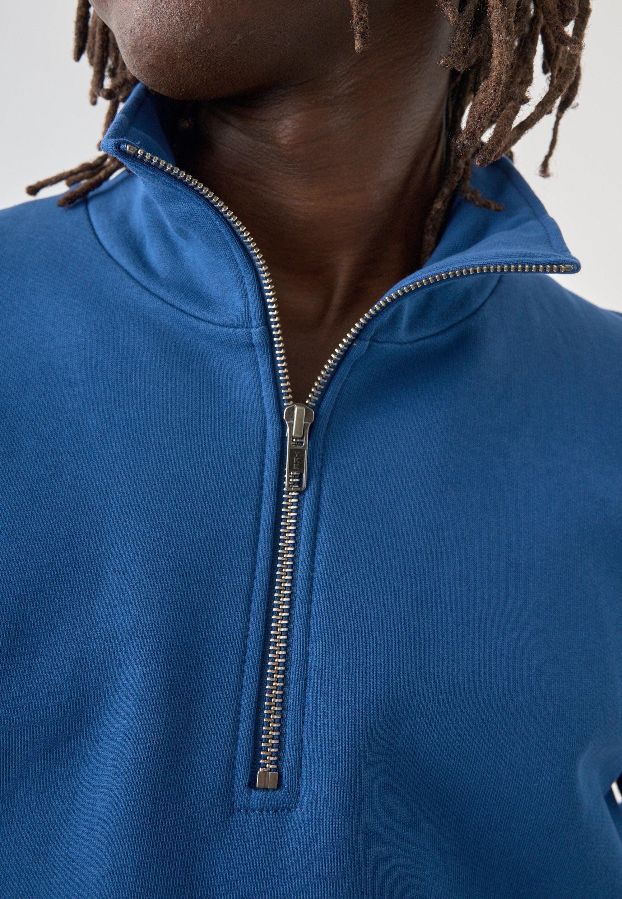 Cleptomanicx Estate Blue Ligull Classic Quarter Zip Pullover Herren blau 